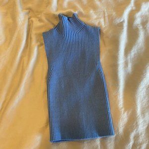 Princess Polly Blue Knit Mock Neck Sleeveless Top S/M